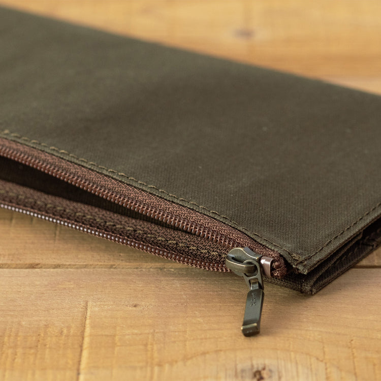 Traveler's Notebook Insert (Regular Size) -  Cotton Zipper Case Olive