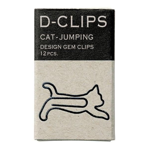 Midori D-Clips Paper Clip Mini Box Jumping Cat