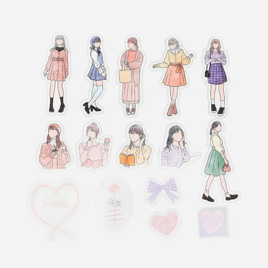 BGM People Line Drawing Cute Coordinating Sticker Seal