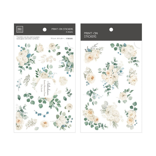 MU Craft Print-On Sticker White flowers 169