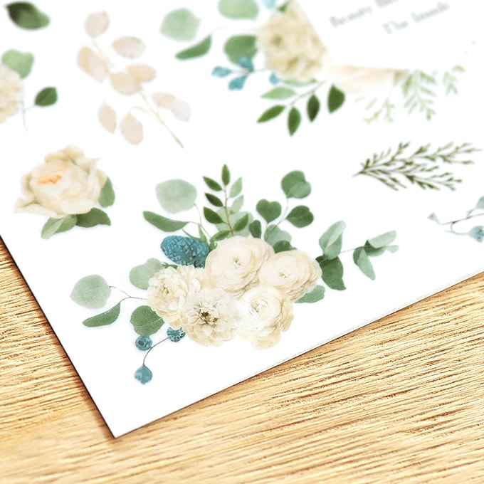 MU Craft Print-On Sticker White flowers 169