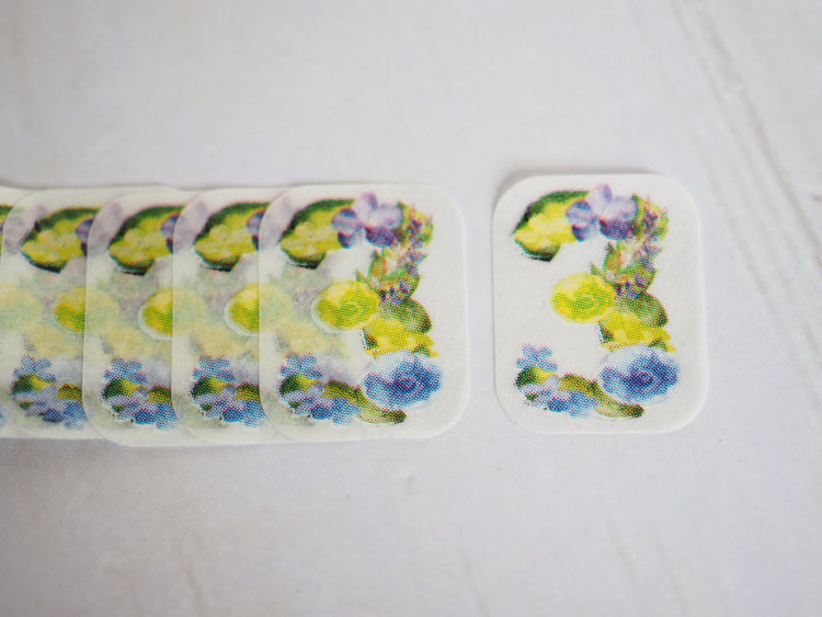Bande Flower Number 3 Mini Washi Roll Sticker