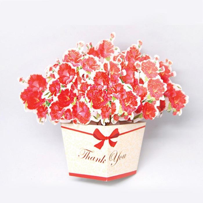 D'Won 3D Pop Up Card Thank You Flower In A Box Red