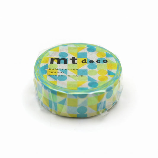 MT Deco Washi Tape Maru Sankaku Shikaku Blue