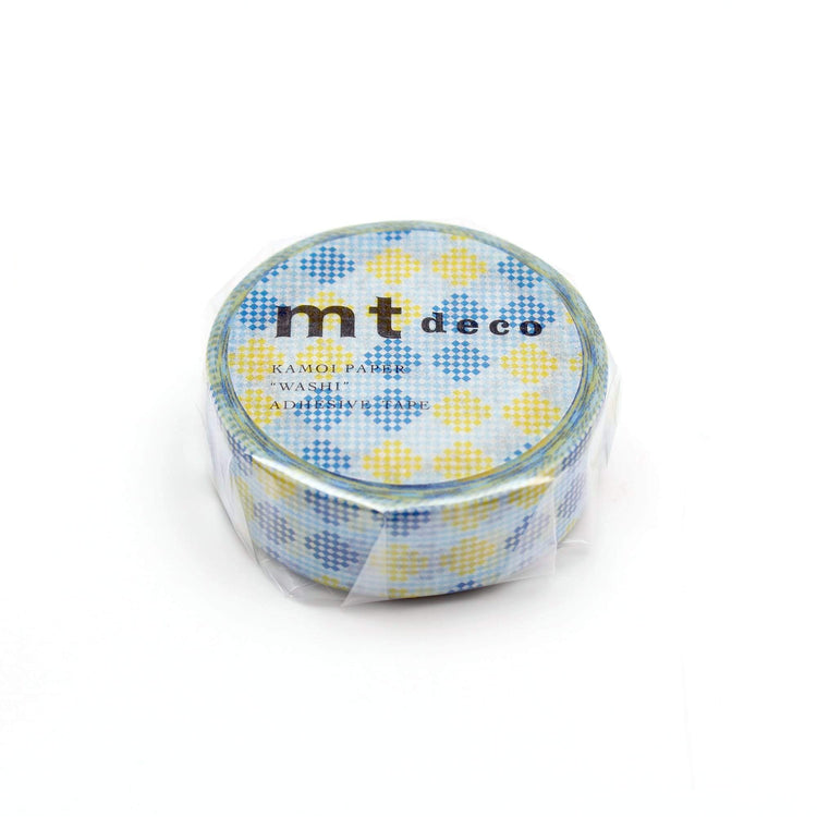 MT Deco Washi Tape Checkers Stripe Blau