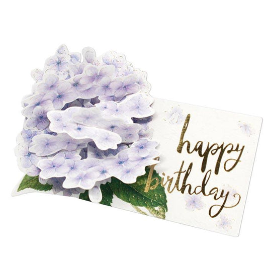 D'Won 3D Pop Up Card Happy Birthday Hydrangeas Light Purple