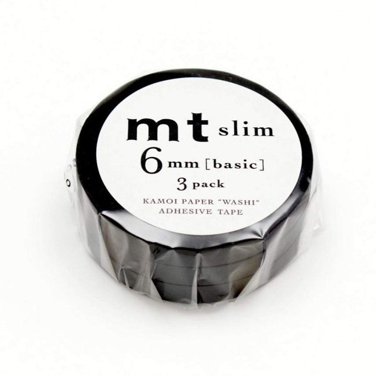 MT Slim 6mm Washi Tape Set J Mattschwarz (7m)