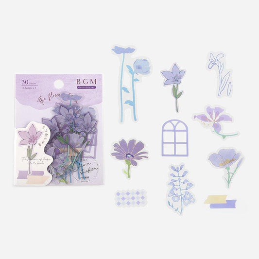 BGM Flowers Blossom Purple Clear Sticker