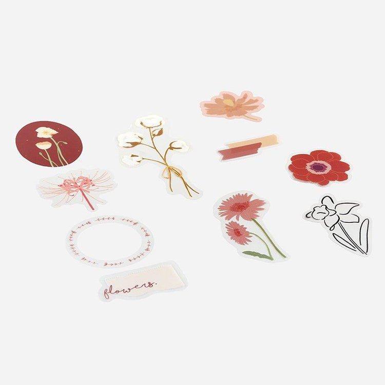 BGM Flowers Blossom Red Clear Sticker