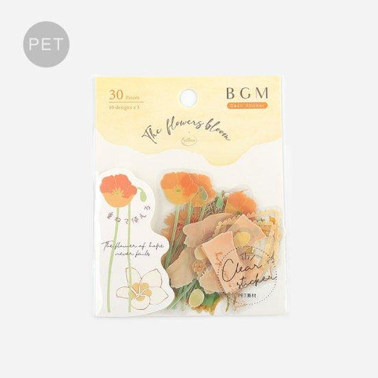 BGM Flowers Blossom Yellow Clear Sticker