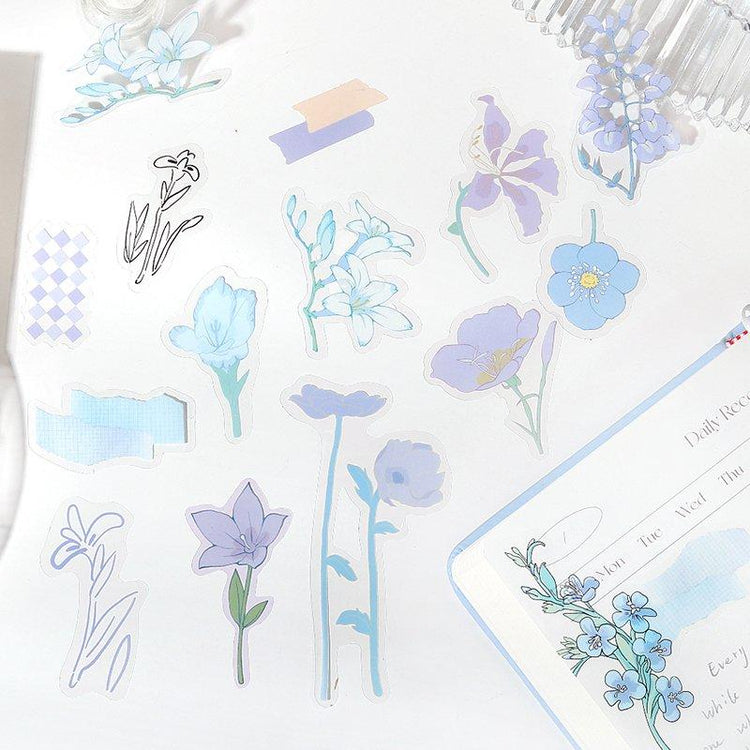BGM Flowers Blossom Blauer transparenter Aufkleber