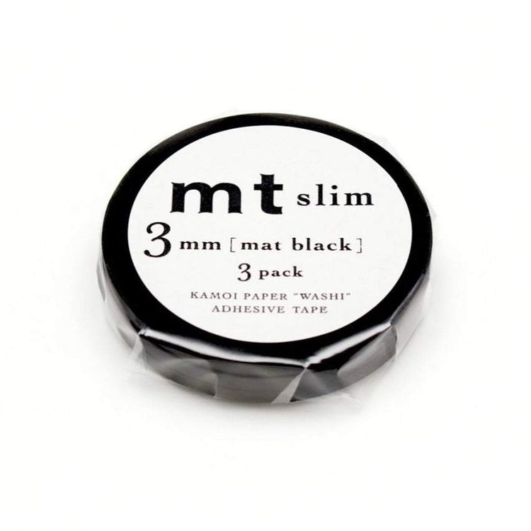 MT Slim 3mm Washi Tape Set Mattschwarz (7m)