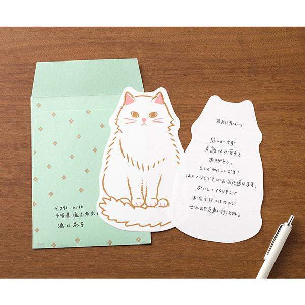 Midori Letter Set Die-Cut Animal - Cat Pattern