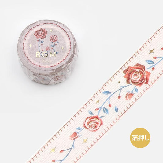 BGM Embroidered Ribbon Rose Washi Tape