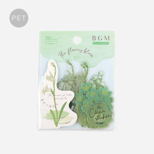 BGM Flowers Blossom Green Clear Sticker