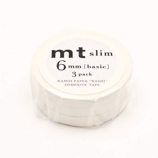 MT Slim 6mm Washi Tape Set K Mattweiß (7m)