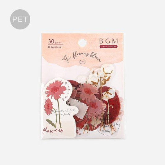 BGM Flowers Blossom Red Clear Sticker