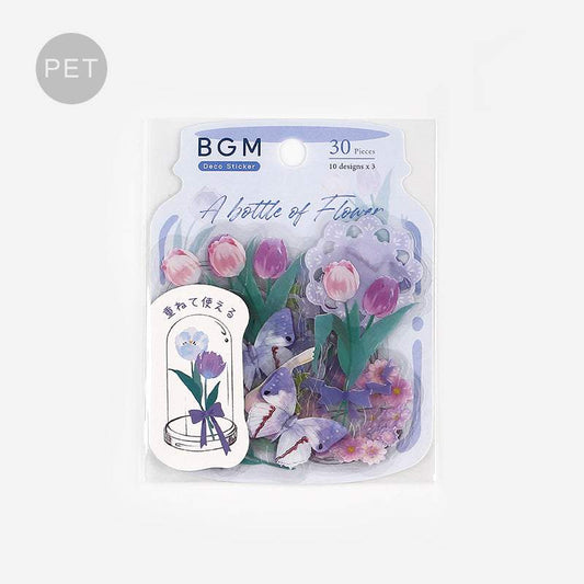 BGM Blumen blühen in der Flasche, violettes klares Siegel