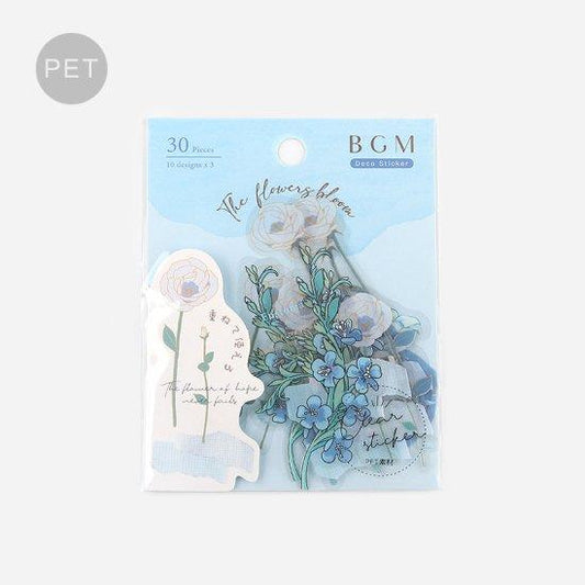 BGM Flowers Blossom Blue Clear Sticker