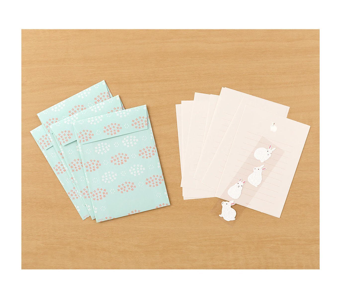 Midori Rabbit Letter Set with Stickers- set of 4 — Two Hands Paperie