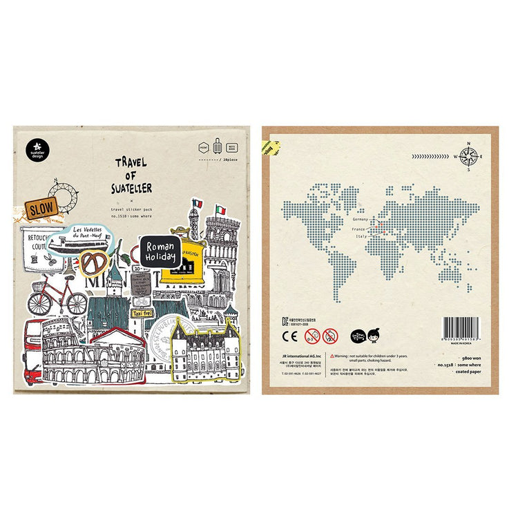 Suatelier Travel Luggage Sticker Pack - Some Where
